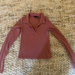 Pink asos collared long sleeve